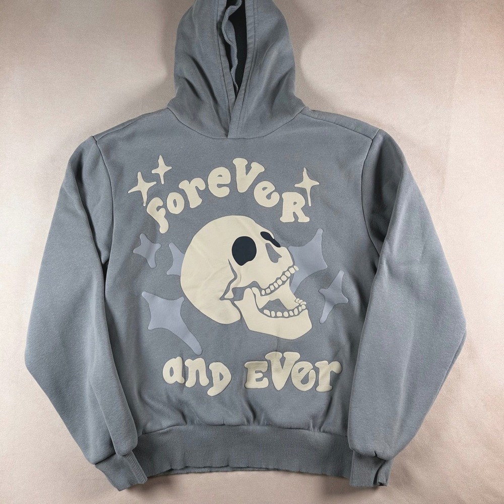 PacSun Forever and Ever Skull Hoodie Mens S Gray Graphic Y2K Grunge